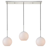 Elegant Lighting Living District Baxter 3-Light Metal & Glass Pendant In Chrome/Frosted White