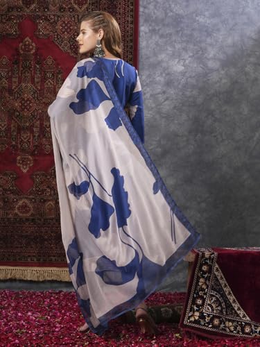 Anni Designer Women'S Rayon Blend Straight Printed Kurta With Pant & Dupatta (Meerut Blue-Vks01_S_Blue_Small),Blue,S,Rayon Blend,Regular,