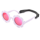 NULOOQ Polarized Baby Sunglasses with Strap - Flexible Flower Shaped Sunglasses for Toddler & Infant Age 0-24 Months (Light Purp