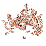ATORSE 2x100 Pcs Folding Crimps Cord Thong End Connectors 10mm Rose Gold
