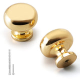 YAGU 10 Pack Polished Brass Kitchen Cabinet Knobs 1-1/8 Inch Round Solid Dresser Drawer Knob Unlacquered Gold Modern Furniture S