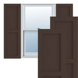 Ekena Millwork 18W x 28H True Fit PVC Two Equal Flat Panel Shutters, Raisin Brown (Per Pair - Hardware Not Included)