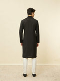 Manyavar Mens Black Blended Viscose Self Design Kurta Pyjama Set Black Xl Sdes978-310-Xl
