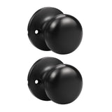 GOBEKOR 2 Pack Single Dummy Door Knobs Matte Black Interior Dummy Knobs for French Doors Round Door Knobs Stainless Steel Door P