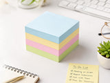 Sticky Memo Notes Cube 400 Sheets, KLIVE, Pastel Self Adhesive Paper, Reminder Notes Pad, Strong Adhesion, Planner Notebook Offi