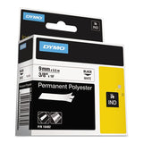 Rhino Permanent Poly Industrial Label Tape, 3/8 x 18 ft, White/Black Print