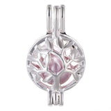 Vie jeune 10pcs Tree of Life Pearl Cage Bright Silver Beads Cage Locket Pendant Jewelry Making-For Oyster Pearls, Essential Oil 