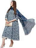 Anni Designer Women'S Rayon Blend Anarkali Printed Kurta With Pant & Dupatta (Yutika Blue-Nw_3Xl_Blue_Xxx-Large),Blue,3XL