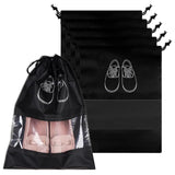 Pack Of 6 Shoe Bags Cotton Shoe Storage Bags | Storage Organizers Set | Shoes Cover With Transparent Window Black