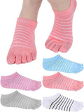 Ketkar 5 Pairs Women Toe Socks Colorful Stripe 5 Toes Socks Cotton