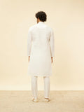 Manyavar Mens Warm White Blended Cotton Self Design Kurta Pyjama Set Warm White Xl