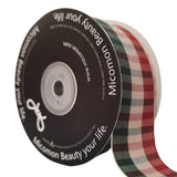 Micomon 1.5 Red & Green Gingham Checkered Christmas Ribbon - 25 Yards Each Roll - 100% Polyester