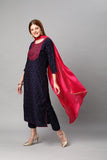 Gosriki Women'S Cotton Blend Printed Straight Kurta With Pant & Dupatta (Bhujia Blue-Nw_M-Gs_Blue_Medium),Blue,,B0BNNLYB8H