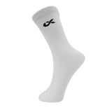 Xjarvis Texas Men Calf Crew Combed Cotton Formal Socks (White, Pack Of 1)