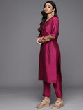 Libas Women'S Silk Blend Kurta Sets (Gs832_Magenta_M)