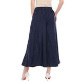 Aurelia Womens Solid Flared Palazzo Pants (Navy_Large)