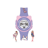 Spiky Cat Ears Digital Sports Watch For Kids (Purple) | Multifunctional With Luminous Display & Alarm | Water Resistant & Silico
