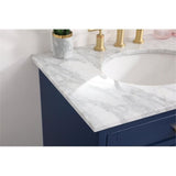 Elegant Decor Americana 30 Solid Wood And Metal Single Bathroom Vanity In Blue