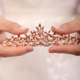 Wekicici Rhinestone Green Crystal Leaves Tiara Queen Princess Crown for Women Wedding Headband Costume Accessories for Pageants