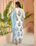 Gosriki Women'S Rayon Viscose Straight Printed Kurta With Pant & Dupatta (Dayita White-Gs_M_White_Medium),White,,B0F9X88RBJ