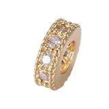 LiQunSweet 20 Pcs Brass Micro Pave Cubic Zirconia CZ Stone Golden Plated Spacer Loose Beads Rondelle Clear for Jewelry Making an