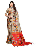 Satrani Womens Poly Silk Saree (3287S2360N_Beige & Red & Multi5)