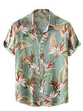 Leriya Fashion Shirt for Men | Tropical Leaf Printed Rayon Shirts for Men | Preppy Short Sleeves | Spread Collared Neck | Perfect for Outing | Beach |(LF-MS-6047-XXL-Green),Green