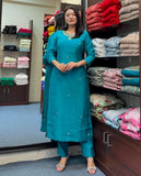 Gosriki Women'S Rayon Blend Straight Embroidered Kurta With Pant (Bloom Sky Blue-Vks01-Gs_Xl_Sky Blue_X-Large),Sky Blue,,B0DK9NN1GN