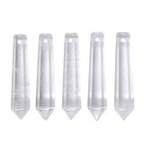 50mm Natural White Clear Quartz Hexagonal Wand Jewelry Making Crystal Pointed Chakra Reiki Healing Beads 2mm Hole Drilled(Pack o
