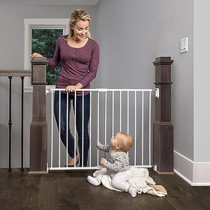 Regalo 2-In-1 Extra Wide Stairway And Hallway Walk Throughbaby Safety Gate, Hardware Mounting, White 24''X40.5''X28.5''(Pack Of 