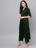 Gosriki Women'S Rayon Printed Straight Kurta With Palazzo Set (Presha Green_Xl),Green,,B08RBXWTLD