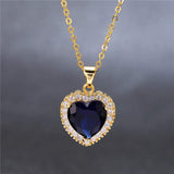 AILUOR Titanic Heart of the Ocean Necklace, Gold Plated Blue Sapphire Crystal Necklace Pendants Jewelry Valentines Mother's Day