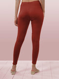 Lyra Women Solid Premium Cotton Ankle Length Leggings | Mid-Waist | Fashionwear Redish Orange L