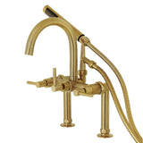Kingston Brass Ae8107Dl Deck Mount Tub Filler With Hand Shower, Brushed Brass