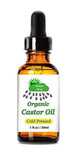 Nature Drop Organic Castor Oil,1 oz - 100% USDA Certified Pure Cold Pressed Hexane free - Best oil Growth For Eyelashes, Hair, E