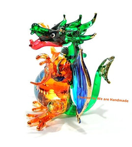 Handmade Mini 2 Blown Glass Dragon Figurines Figures Art,Collectible Dollhouse Gift Ideas,Miniature Fairy Tale Animals,Tiny Or