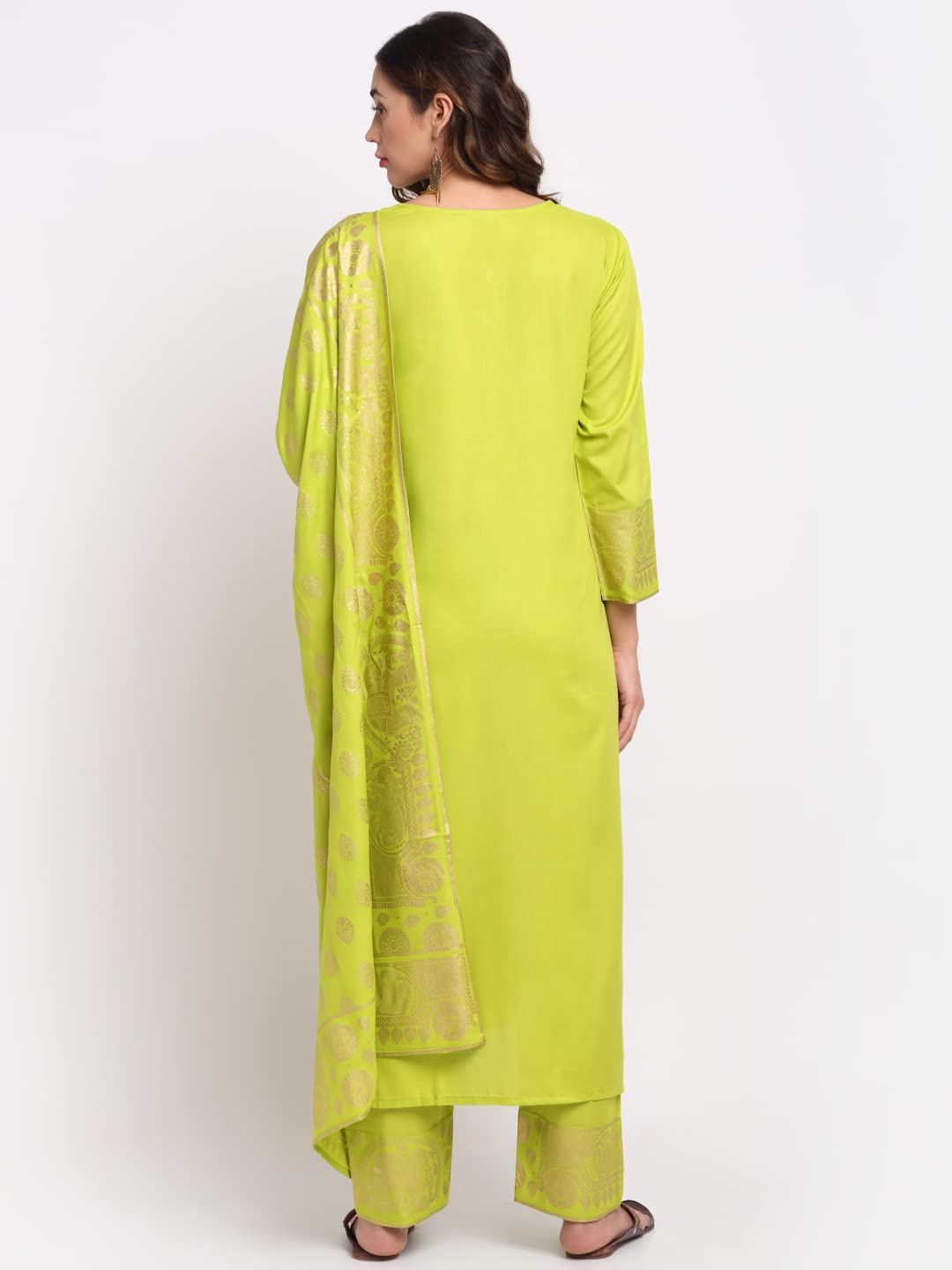 Anni Designer Women'S Cotton Straight Kurta With Palazzo & Dupatta (Kpzd-Cot-10036-Light Green_S_Light Green_Small),Light Green,S,Cotton Blend,Straight,Dupatta, Palazzo