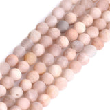 GEM-Inside 1.5mm-2mm Big Hole Natural Sunstone Matte Frost Gemstone 6mm Round Stone Loose Beads Crystal for Jewelry Making 15