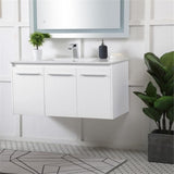 Elegant Decor Rasina 40 Single Porcelain Top Floating Bathroom Vanity In White