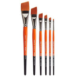 KINGART B014 Premium 6 pc. Radiant 6400 Series Angular Shader Artist Brush Set, Synthetic Taklon for Acrylic, Oil Watercolor Pa