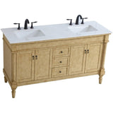 Elegant Decor Lexington 60 Double Marble Top Bathroom Vanity In Antique Beige