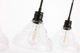 Elegant Lighting Living District Clive 3 Light Black And Clear Seeded Glass Pendant