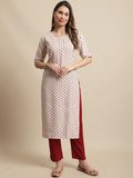 Pinkmint Kurta Set For Women Ll Printed Kurti & Pant Set Ll Combo Kurta Set Ll (Pack Of 2) White-Gold White-Gold 2Xl