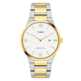 Timex Analog Watch For Man With White Round Dial & Multicolor Stainless Steel Bracelet Band Water Resistant Men'S Wrist Watches 