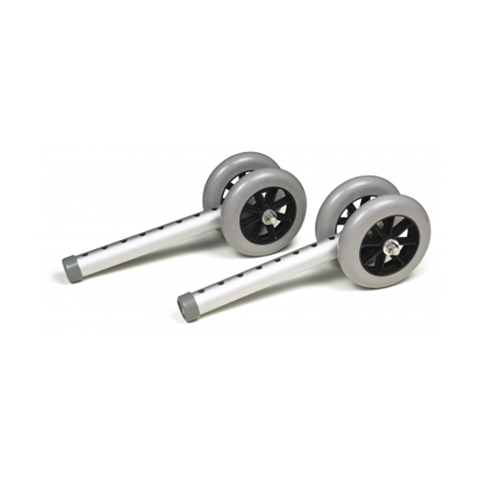 Lumex 5,, Fixed Bariatric Walker Wheels - Replacement Rollator Accessories, Rubber Wheel Universal Design With 8 Adjustment Hole