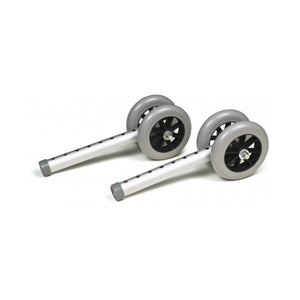 Lumex 5,, Fixed Bariatric Walker Wheels - Replacement Rollator Accessories, Rubber Wheel Universal Design With 8 Adjustment Hole