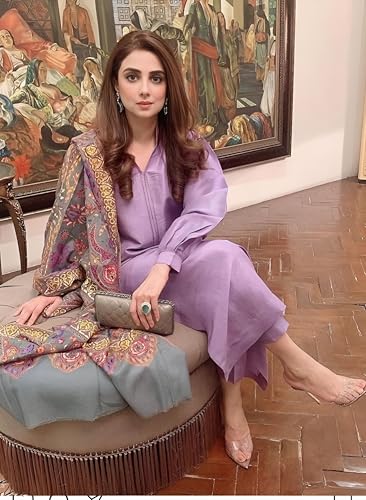 Anni Designer Women'S Rayon Viscose Solid Straight Kurta With Pant & Dupatta (Mawra Purple_Xxl_Purple_Xx-Large),Purple,2XL,Rayon Viscose,Regular,