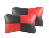 Dhanvine Car Seat Neck Rest Leather Fabric Double Design Square Red Black Compatible With Tata Nano