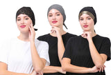 Pack Of3 Turban Design Layer Muslim Women Under Hijab Cap (Snake & Gray & Golden)