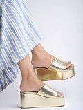 Shoetopia Embellished Sequence Detailed Golden Platform Heels For Women,Golden,2,B0C3RM8N9M